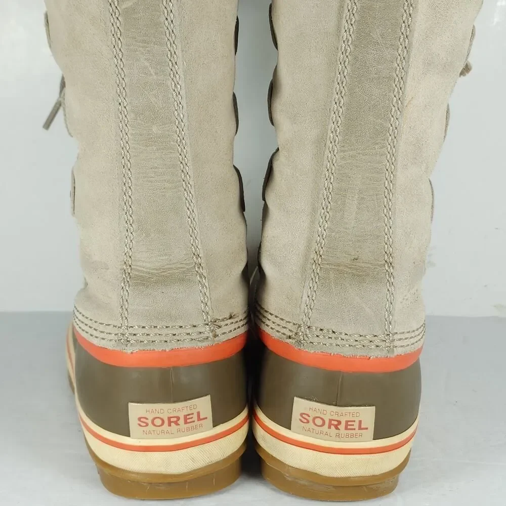 Sorel Women's Joan Of Arctic US7 Tan Suede Knit Waterproof Lined Snow Boots